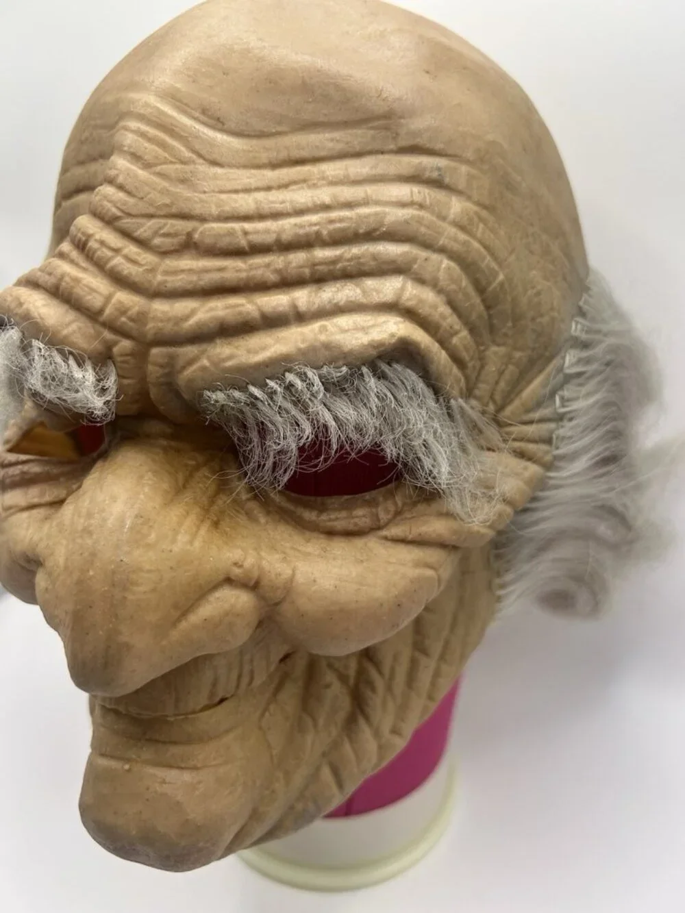 Vintage Old Man Halloween Mask Gray Hair Rubber Latex Adult Costume Creepy Rare